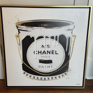 Chanel Paint Bucket Painting / Gold Frame / 30 x 30